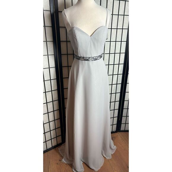 Cinderella Gray Sleeveless Beaded Adorned Formal Dress - Picture 4 of 9
